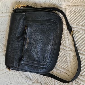 Marc Jacobs Black Pebbled Leather Crossbody Bag with Gold Hardware